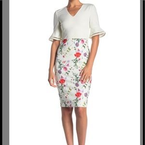 Ted Baker sheath dress white and floral size 1